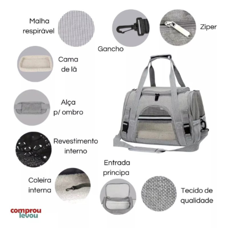 Bolsa Pet Luxo - Transporte AviÃ£o CÃ£es/Gatos