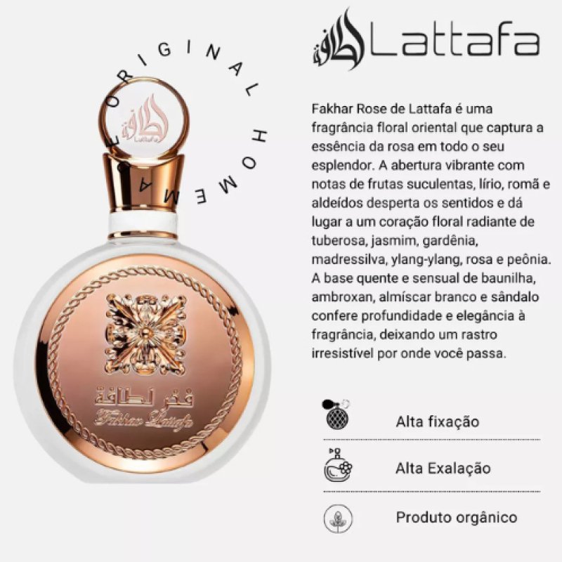 Perfume Ãrabe - Lattafa Eau De Parfum 100ml Fakhar Rose ( Perfume Feminino )