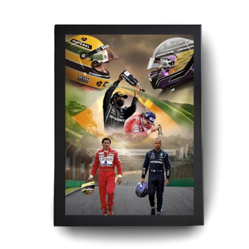 Quadro Lewis Hamilton F1 Com Moldura 6 Variedades | Mdf 35x25cm